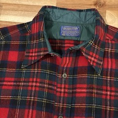2 Vtg Pendleton Button Down Flannel Size L 100% Virgin Wool Made In USA Holes