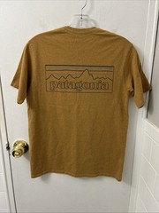 Patagonia P-6 Logo Responsibili-Tee Shirt Mens XS Mustard Yellow S/S 38504 SP24