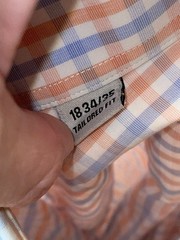 Twillory orange and blue gingham button-down shirt 18 34/35 Tailored Fit
