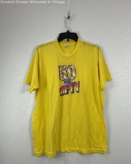 Screen Stars Yellow Solid 50 And Nifty Graphic Tee Shirt XXL