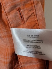 ORVIS Men’s Short Sleeve Button Down Tech Shirt Orange Plaid Size Medium