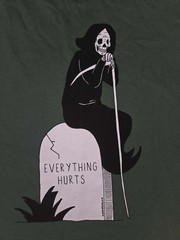 Threadless Everything Hurts Reaper Cemetery Darker Days Shirt Large