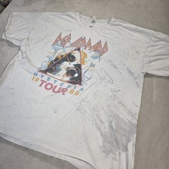 Def Leppard T Shirt Hysteria Tour 1988 Mens 3XL White Logo Heavy Metal