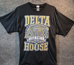Animal House Delta House Fraternity Toga Party Logo Black T Shirt Size 2XL