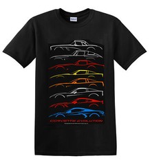 Chevrolet Corvette Evolution C1-C8 Graphic Cotton Shirt Black Official Licensed