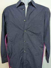 M – Calvin Klein Collection Solid Dark Blue Button-Up Shirt Woven Long Sleeve