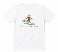 Curious Surfer Monkey Nostalgic Summer Beach Graphic White T-shirt