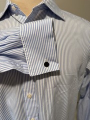 T.M.Lewin Dress Shirt Mens 16.5 Blue Striped Cotton Gentlemen Regular Fit Formal