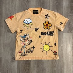 Kleep Patch-Work Premium Cotton Men Size S Orange T-Shirt