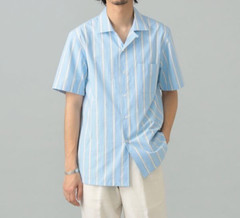 (ASK availability First) BEAMS GUY ROVER Sand stripe open collar shirt NEW