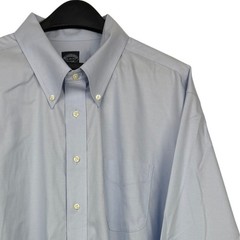 Brooks Brothers Mens 19-36/37 Cotton Stretch NON IRON Dress Shirt Solid Blue
