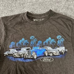 Newport Blue T-Shirt Mens Size MD Gray Ford Hot Rod Graphic Cotton Blend Casual