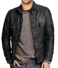 Black Jacket Stylish Soft Slim Shirt New Men’s Genuine Lambskin Leather Shirt