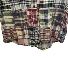 Ralph Lauren Bleeding Madras Men Button-up Short Sleeve Shirt Plaid Patchwork