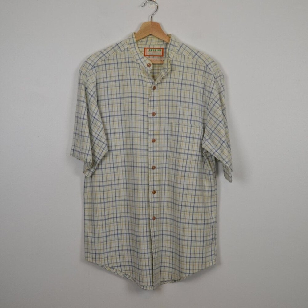 Arrow Archive Button Down Mens M Short Sleeve Plaid One Front Pocket Shirt