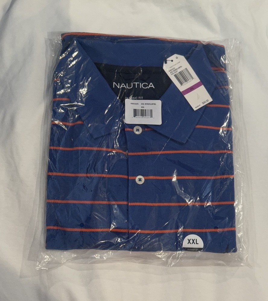 NEW Nautica Mens polo ShirT classic Fit size XXL NEW IN A SEALED BAG. Blue