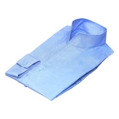 High Collar Sky Blue Buttonless Collar Cotton Shirt for Men Tall Open Neck