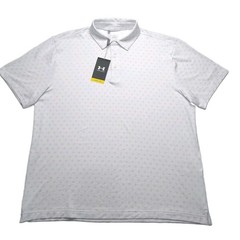 Under Armour Polo Shirt Mens Large UPF 30 Anti Odor Golf Performance White Blue
