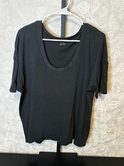 American Eagle Black Scoop Neck Short Sleeve T-Shirt Size Large