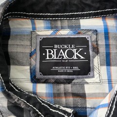 Buckle Black Mens Athletic Fit Plaid Button Down Shirt BB087NM Black Blue XXL