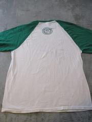 Vintage Pat Green Anvil Shirt Mens Medium White Green Raglan 3/4 Sleeve Baseball