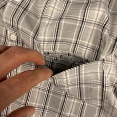 Scottevest Shirt Mens M Gray Plaid Lightweight Pockets Hidden Zip Concealed