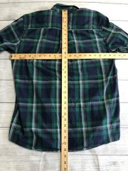 Chaps Button Down Shirt Mens Medium Easy Care Green Plaid Pocket Logo Collared