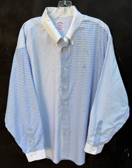 Brooks Brothers Shirt Mens XL Madison Blue & White 100% Supima Cotton Logo