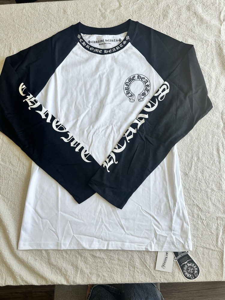Chrome Hearts Men’s White/Black Graphic Raglan T-Shirt M Cotton Crew neck
