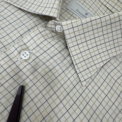 Ermenegildo Zegna Men Shirt Size 39 15.5 Small S Made In Spain Ivory Beige