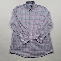 Johnnie-O Stan Prep-Formance Button Down Shirt Large Strawberry Plaid Stretch
