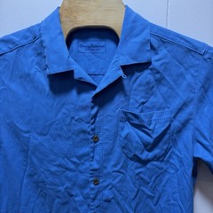 Tommy Bahama Mens Silk Polyester Button Up Shirt Size Medium Solid Blue Sample