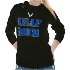 United States Air Force Wings Logo USAF Mom Long Sleeve T Shirt Tees For Women