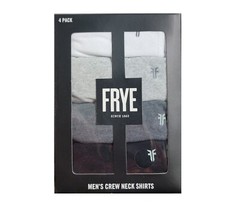 Frye Men’s Crew Neck Shirts 4 Pack White -Black -Gray-Dark Grey-Medium NEW