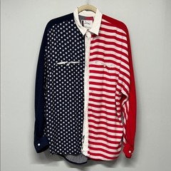 Camicia Mitch Chen American Flag Button Down Western Cowboy Patriotic Size Large