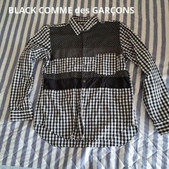 BLACK COMME des GARCONS Patchwork Dot Check Shirt L Width 57cm Long Sleeve