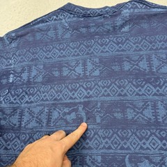 Gecko Hawaii Shirt Mens XL Blue All Over Print Geometric Graphic Tee Made USA