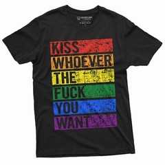 LGBTQ Gay Lesbian Pride Month T-shirt Kiss Whoever you Want Tee Pride Flag Shirt