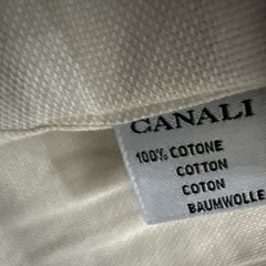 Canali Mens Dress Shirts 15 1/2 39 Made In Italy Ivory Tan Single Stitch Vtg EUC