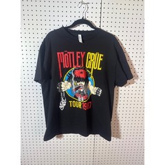 Motley Crue 1987 Tour Graphic T-Shirt Black Mens Large Heavy Metal Rock Tee