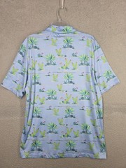 Construct Quick Dry Performance Cactus Print Golf Shirt XL Light Blue Polo