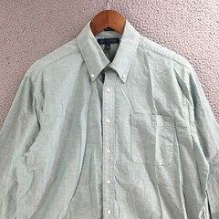Tommy Hilfiger Regular Fit Button-Down Shirt Men L 34-35 Sage Green Long Sleeve