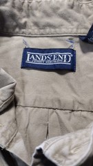 Lands End Vintage Heavyweight Cotton Twill Work Shirt Tan Mens Sz XL