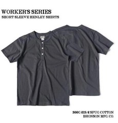 Bronson Men Worker’s T-Shirt Basic Short Sleeve Henley Shirts Cotton Casual Tops