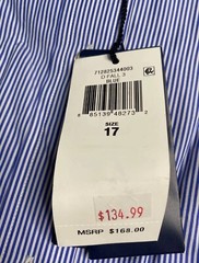 NWT Polo Ralph Lauren Mens Shirt White L 17 Blue Striped Custom Fit Long Sleeve