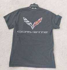 Chevrolet Corvette Double Sided Logo T Shirt Mens Sz M Gray Cars Racing