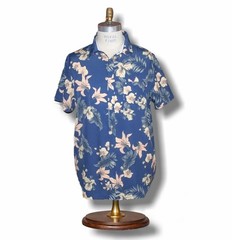 Seapointe Performance Stretch sz XL Hawaiian Shirt Fabric Blue Orchid Poly Blend