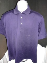 LOT 10 – FAIRWAY & GREENE STRIPED/SOLID 100% COTTON S/S POLO SHIRT W/LOGOS SZ. M