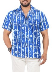 LA LEELA Mens Hawaiian Short Sleeve Button Down Shirts S Dodger, Hibiscus