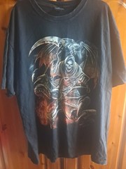 Skeleton Dinosaur Grim Flames Graphic T-shirt XXL Mens